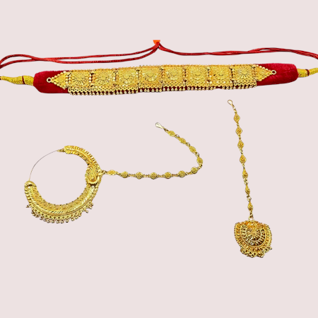 Handmade Brass Alloy Kumauni Guloband Nath Mangtika Set